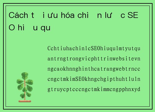 Cách tối ưu hóa chiến lược SEO hiệu quả