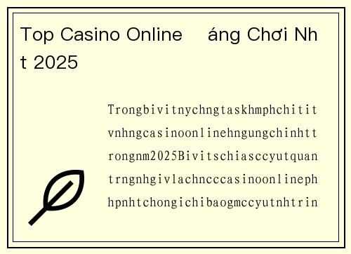 Top Casino Online Đáng Chơi Nhất 2025