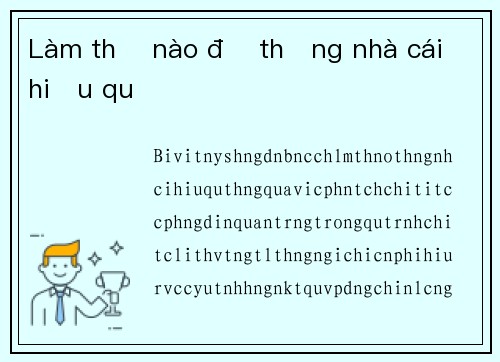 Làm thế nào để thắng nhà cái hiệu quả