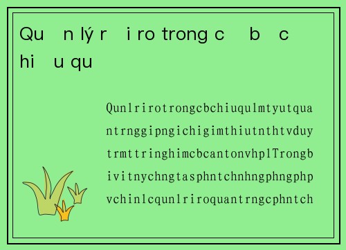Quản lý rủi ro trong cờ bạc hiệu quả