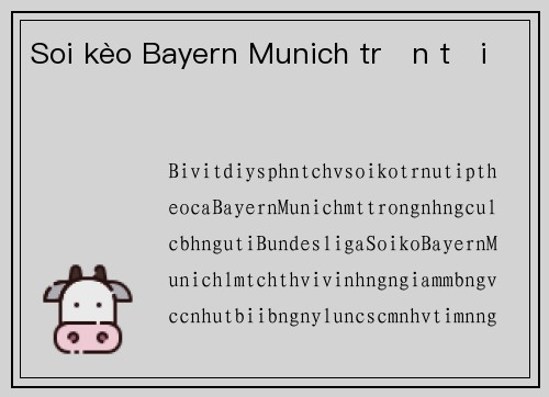 Soi kèo Bayern Munich trận tới