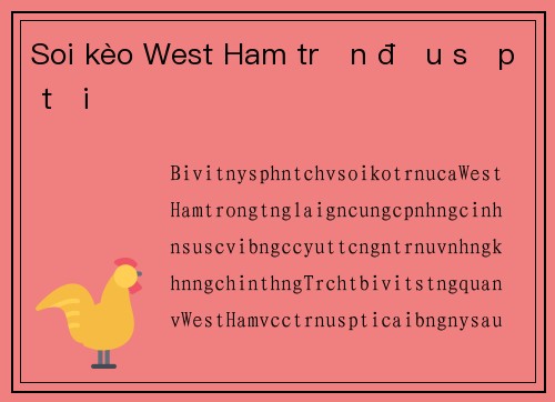 Soi kèo West Ham trận đấu sắp tới