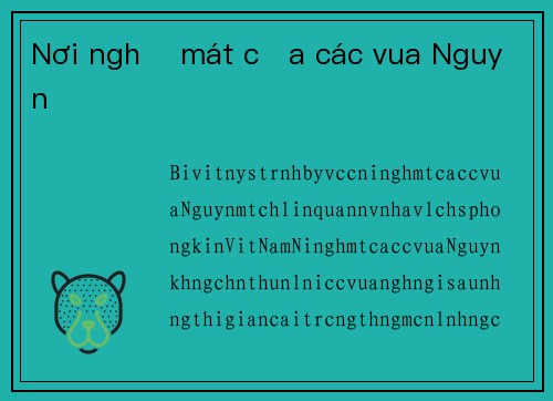 Nơi nghỉ mát của các vua Nguyễn